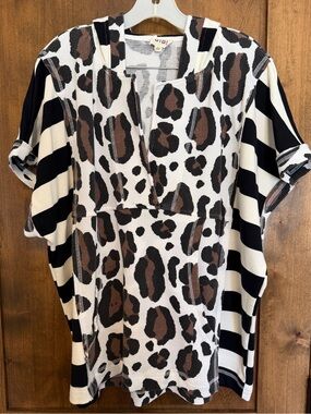 BIBI LEOPARD STRIPE HOODIE - NEW - size L